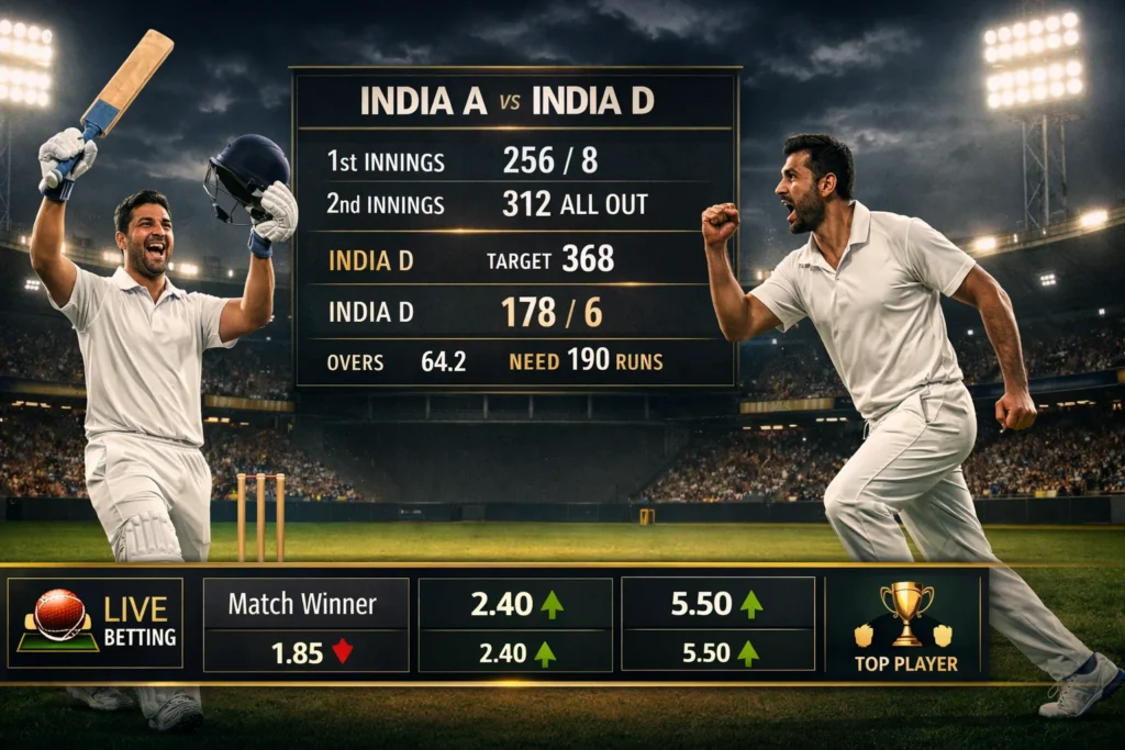 India A vs India D Scorecard: Full Match Summary, Key Performances & Highlights